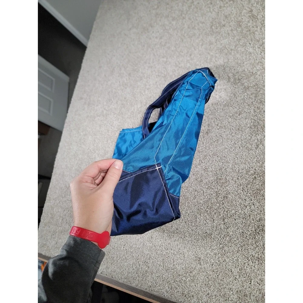 Vintage LL Bean Blue Nylon Tote Bag Blue Medium Everyday Lightweight Beach LOGO